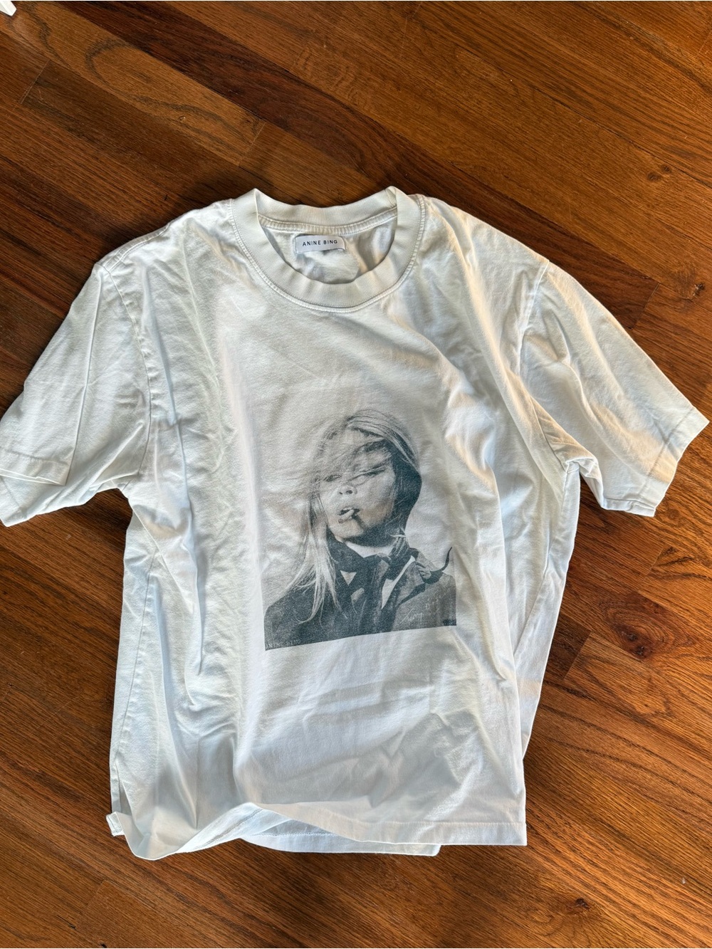 Anine Bing White Brigitte Bardot Short Sleeve Tee